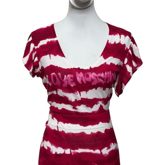 Love Moschino Tie Dye Knit Dress Women’s Size 4 Logo Midi Sheath Fit - Picture 2 of 7
